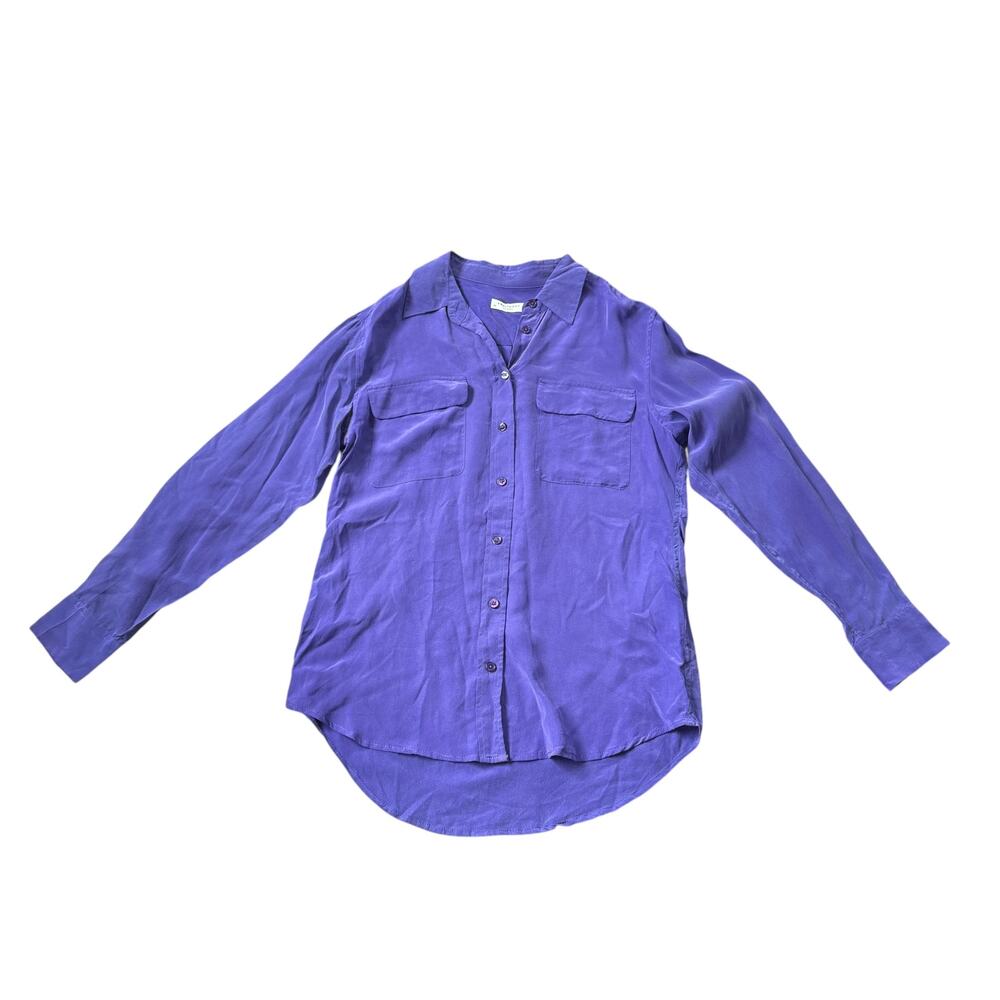 Equipment Purple Silk Button-Front Blouse
